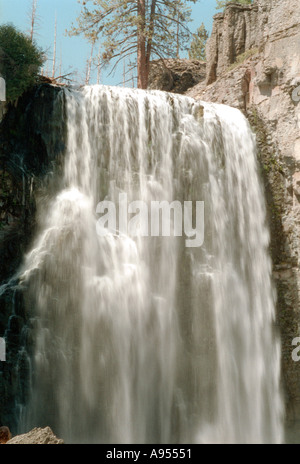 Vertical mountain waterfall in the high sierras Stock Photo