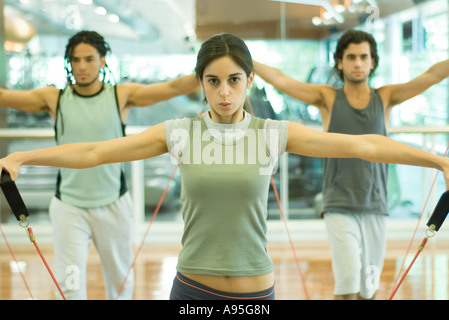 Exercise class using resistance bands Stock Photo