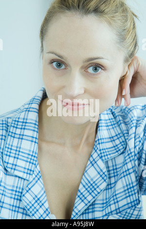 Woman wearing pajamas, portrait Stock Photo