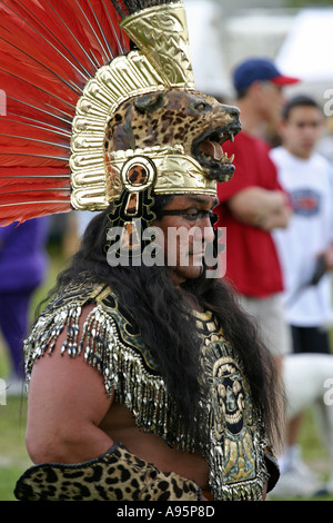 Tlacopan Aztec Indian Ritual Dancers at spring Pow Wow Topsfield Massachusetts USA 2005 Stock Photo