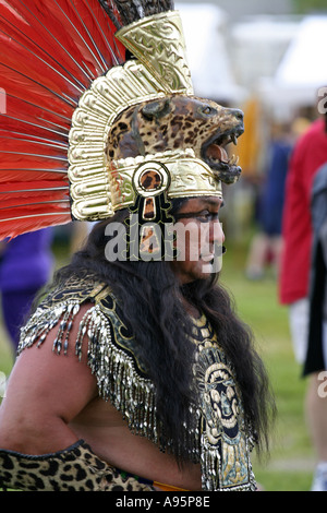 Tlacopan Aztec Indian Ritual Dancers at spring Pow Wow Topsfield Massachusetts USA 2005 Stock Photo