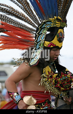 Tlacopan Aztec Indian Ritual Dancers at spring Pow Wow Topsfield Massachusetts USA 2005 Stock Photo