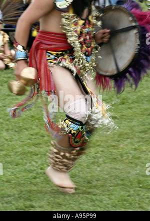 Tlacopan Aztec Indian Ritual Dancers at spring Pow Wow Topsfield Massachusetts USA 2005 Stock Photo