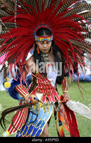 Tlacopan Aztec Indian Ritual Dancers at Topsfield Massachusetts Pow Wow spring 2005 Stock Photo