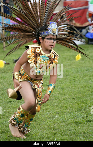 Tlacopan Aztec Indian Ritual Dancers at Topsfield Massachusetts Pow Wow spring 2005 Stock Photo