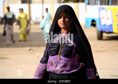 Rabari tribal woman at Bhuj bus-stand, Kutch district, Gujarat, India