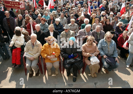 Poeople during mass before anti-abortion demonstration  in Warsaw, Poland Stock Photo