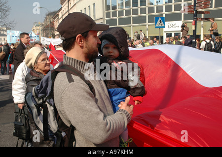 Anti-abortion demonstration in Warsaw, Poland Stock Photo