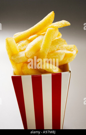 Chips in striped box FoodCollection Stock Photo