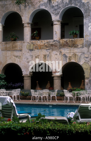 swimming pool, Hotel Camino Real, hotel, ex-monastery, ex-convent, Oaxaca de Juarez, Oaxaca, Oaxaca State, Mexico Stock Photo