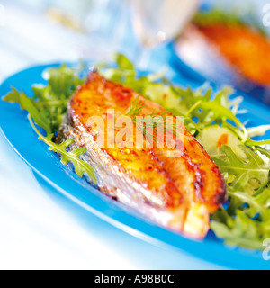 CAJUN SALMON STEAKS Stock Photo