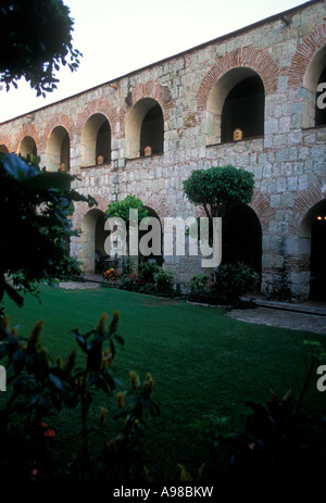 patio, courtyard, Hotel Camino Real, hotel, ex-monastery, ex-convent, Oaxaca de Juarez, Oaxaca, Oaxaca State, Mexico Stock Photo