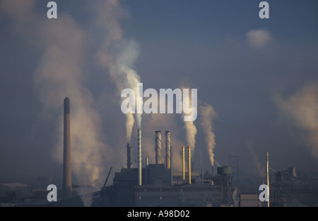 Belching Smokestacks Pollution Avonmouth England UK Stock Photo