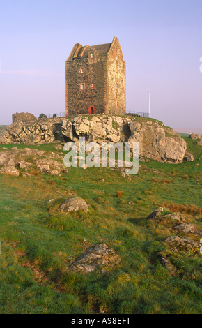 A atmospheric Scottish Castle Smailholm Tower near Kelso in the Scottish Borders Scotland UK Stock Photo