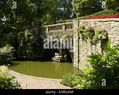 The Water Garden within The Dingle Gardens, Shrewsbury, Shropshire, England, UK, Great Britain Stock Photo