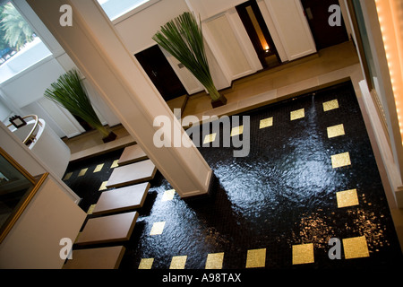 Beautiful Thai Garden based at the Dusit Resort in pattaya. This is an overhead view of the entrance to the Deverana Spa. Stock Photo