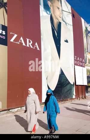 Placard advertising a European clothes chain store Zara in Gueliz Marrakesh Morocco Stock Photo