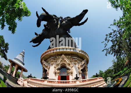 The Erawan Museum in Samut Prakan, Thailand, just outside the city limits of Bangkok better known as the three headed elephant. Stock Photo