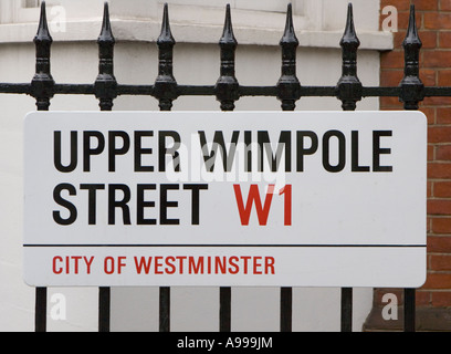 Street sign for 'Upper Wimpole Street', London W1 Stock Photo