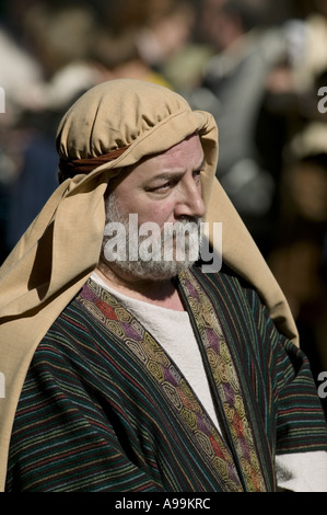 Male actor in period costume during Holy Week Passion Play, Balmaseda, northern Spain. Stock Photo