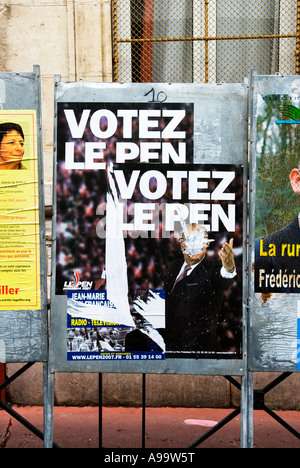 435 a vandalised election posters of some french presidential candidates during their campaign to gain office in 2007 Stock Photo
