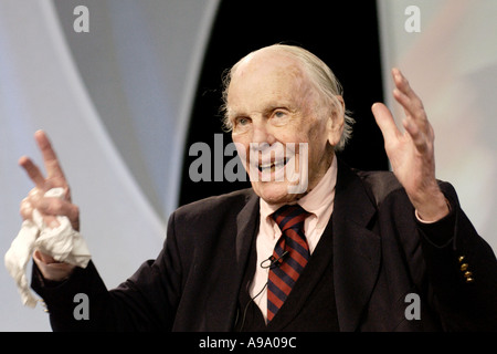 Lord Bill Deedes former editor of The Daily Telegraph newspaper pictured at Hay Festival 2003 Hay on Wye Powys Wales UK Stock Photo