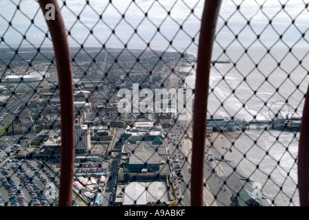 view from top of Blackpool tower irish sea holiday town Stock Photo