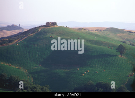 Dusk settles over the Tuscan hills Tuscany Italy Stock Photo