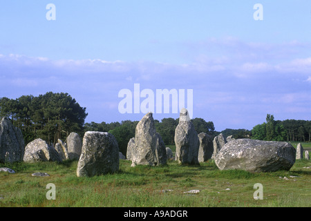 ALIGNMENTS DE KERMARIO STANDING STONE RUINS CARNAC MORBIHAN BRITTANY FRANCE Stock Photo