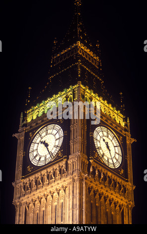 CLOCK FACES BIG BEN HOUSES OF PARLIAMENT WESTMINSTER LONDON ENGLAND UK Stock Photo
