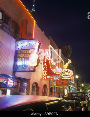 HONKY TONK ROW SIGNS LOWER BROADWAY NASHVILLE TENNESSEE USA Stock Photo ...