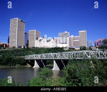 Edmonton skyline the North Saskatchewan River Edmonton Alberta Canada Stock Photo