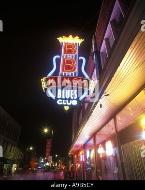 Neon sign lit up at night, B. B. King's Blues Club, Memphis, Shelby County,  Tennessee, USA' Photographic Print
