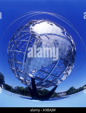 UNISPHERE WORLD GLOBE FLUSHING MEADOWS CORONA PARK QUEENS NEW YORK CITY USA Stock Photo