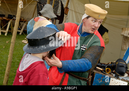 The Company of Chivalry reenactment of medieval life in the year 1370 at Caerphilly Castle South Wales UK Stock Photo