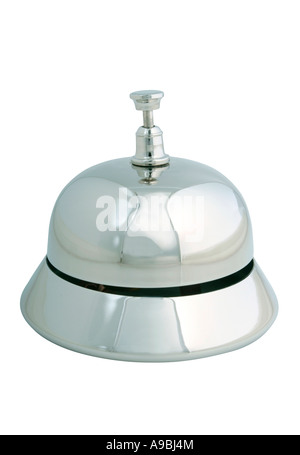 Shiny and polished service bell on a white background Stock Photo