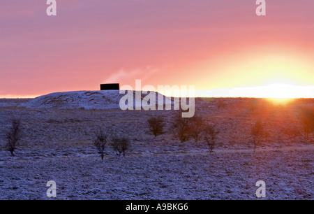 The 5th vent to Totley tunnel at sunrise on 'Totley moss' In Derbyshire 'Great Britain' Stock Photo