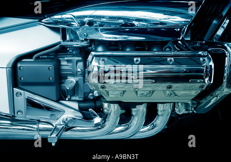 brand new motorcycle engine on a big chopper bike Stock Photo