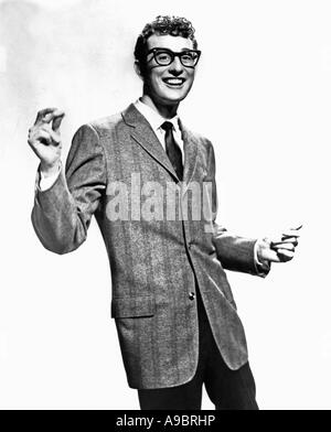 BUDDY HOLLY (1936- 1959)  Promotional photo of US pop musician in 1957 Stock Photo