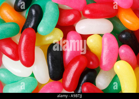 Multi colored jelly beans background close up Stock Photo