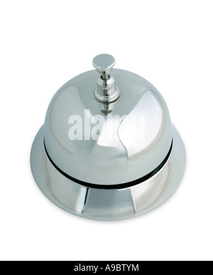 Shiny and polished service bell on a white background with clipping path Stock Photo