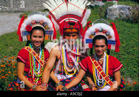 Dancers of Ali Shan tribe in Hwalien Taiwan Stock Photo