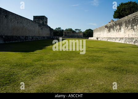Chichen Itza Yucatan Great Ballcourt panoramic view Mexico Stock Photo
