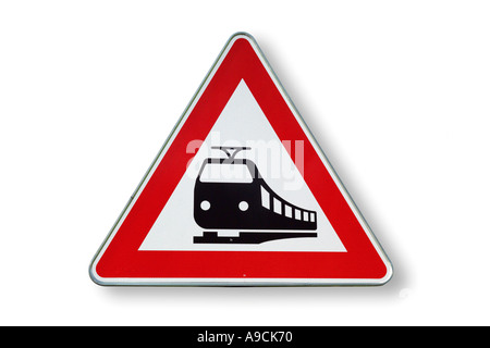 railroad crossing sign Stock Photo