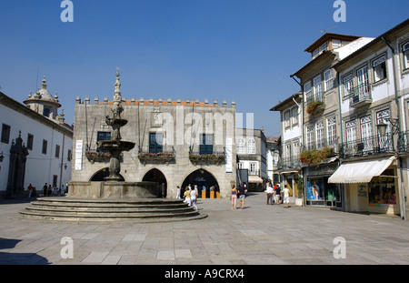 View of Viana do Castelo main square XIII century town Costa Verde Porto Norte Northern Portugal Iberian Peninsula Europe Stock Photo