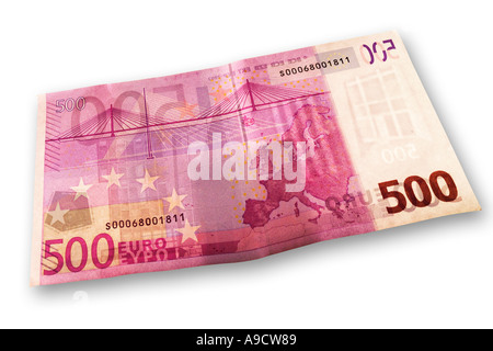 500 euro bank note, elevated view Stock Photo