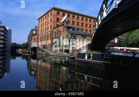 View of Camden Canal & bridge by the Lock Market Camden Town London England United Kingdom Europe Stock Photo