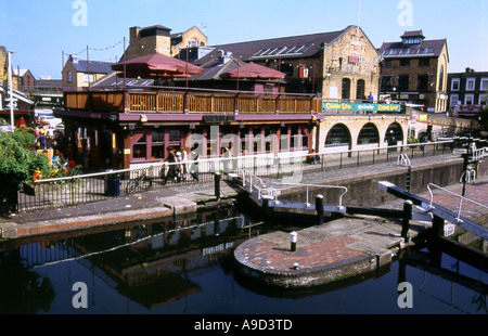 View of Camden Lock Market and canal Camden Town London England United Kingdom Europe Stock Photo