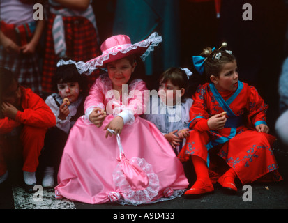 Children dressed for Carnival in Puerto de la Cruz, Tenerife, Canary Islands, Spain Stock Photo