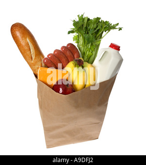 Grocery bag full of groceries Stock Photo